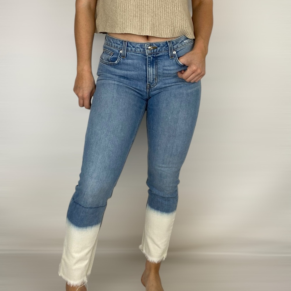 DEREK LAM DENIM Mila Mid Rise Girlfriend Jeans Bleach Dip Casual - Picture 5 of 10